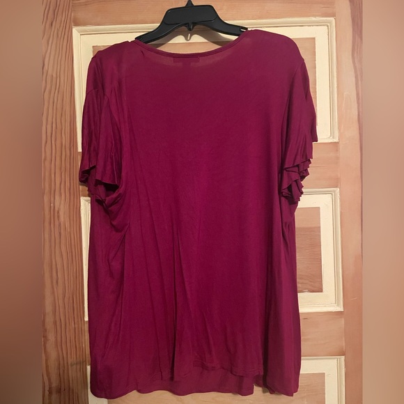 Dress Barn Red Ruffled Blouse Short Sleeves - Picture 3 of 3